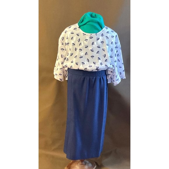 J. G. By Joyce 3 Piece Skirt, Shirt, Jacket Vintage Outfit Blue White 14/16 - Picture 6 of 15